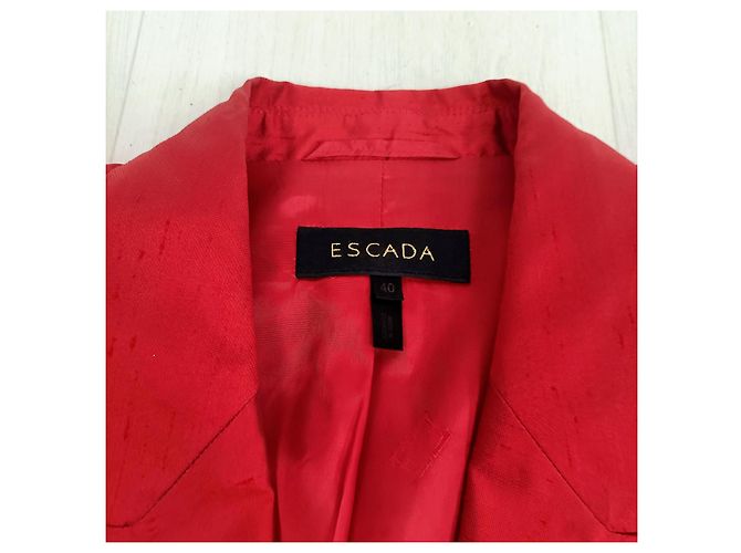 Tailleur pantalone in seta rossa Escada, Y2k abito da donna Rosso - vista 16