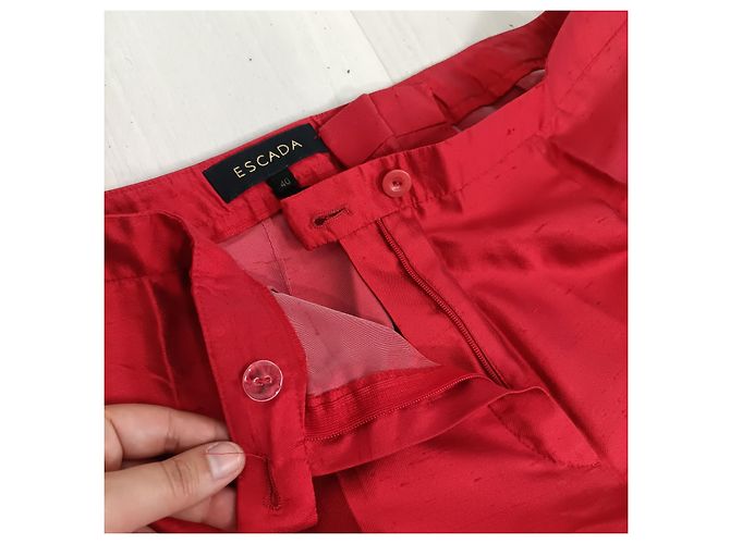 Tailleur pantalone in seta rossa Escada, Y2k abito da donna Rosso - vista 17