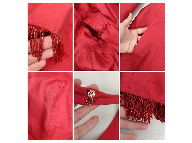 Tailleur pantalone in seta rossa Escada, Y2k abito da donna Rosso - vista 9