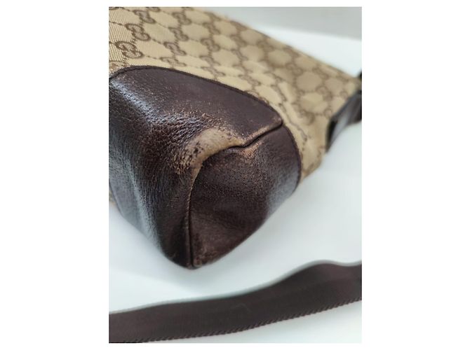 Borsa Gucci Sherry Line marrone in pelle e tela - vista 10
