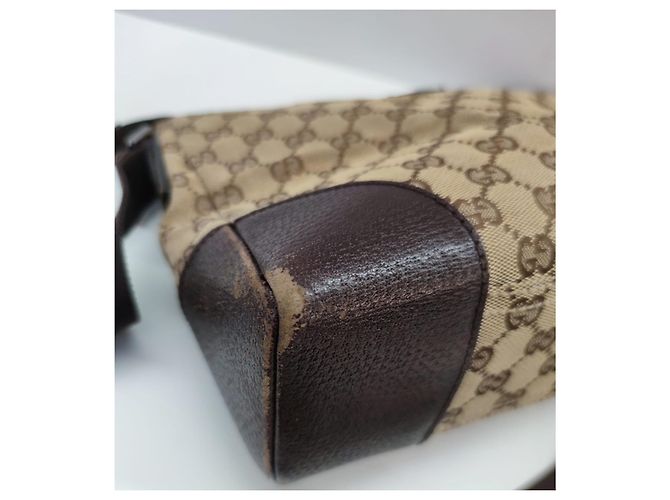 Borsa Gucci Sherry Line marrone in pelle e tela - vista 11