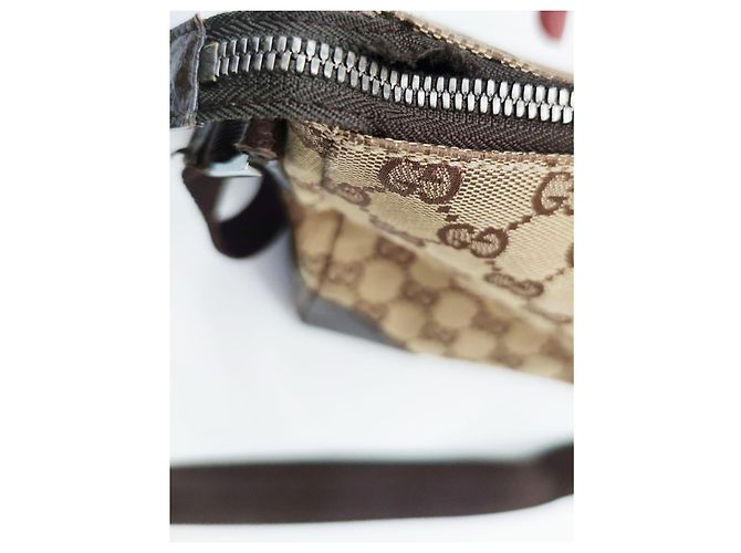 Borsa Gucci Sherry Line marrone in pelle e tela - vista 12