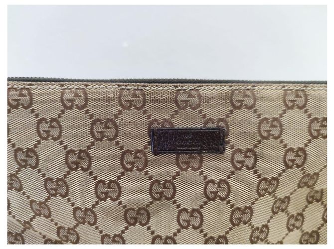 Borsa Gucci Sherry Line marrone in pelle e tela - vista 13
