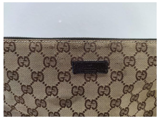 Borsa Gucci Sherry Line marrone in pelle e tela - vista 14