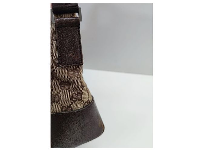 Borsa Gucci Sherry Line marrone in pelle e tela - vista 4