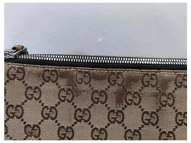 Borsa Gucci Sherry Line marrone in pelle e tela - vista 5