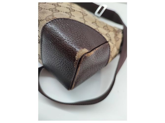 Borsa Gucci Sherry Line marrone in pelle e tela - vista 8
