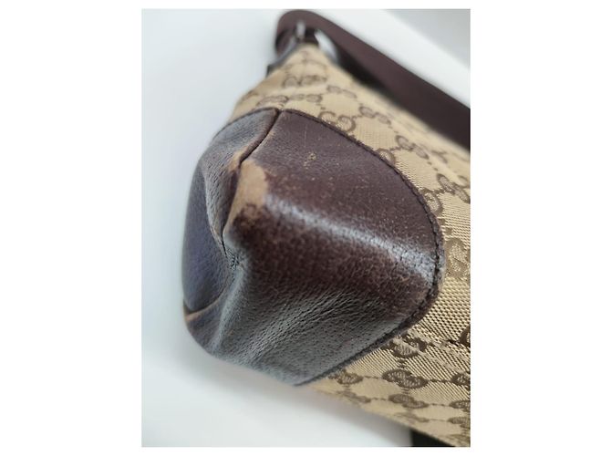 Borsa Gucci Sherry Line marrone in pelle e tela - vista 9