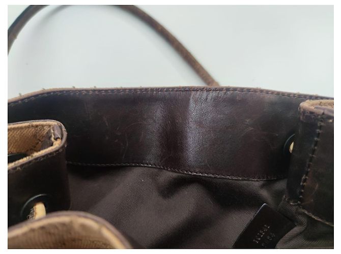 Borsa a spalla Gucci Marrone Pelle e Tela - vista 17