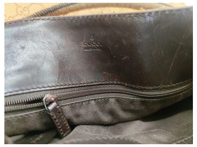 Borsa a spalla Gucci Marrone Pelle e Tela - vista 18