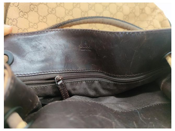 Borsa a spalla Gucci Marrone Pelle e Tela - vista 19