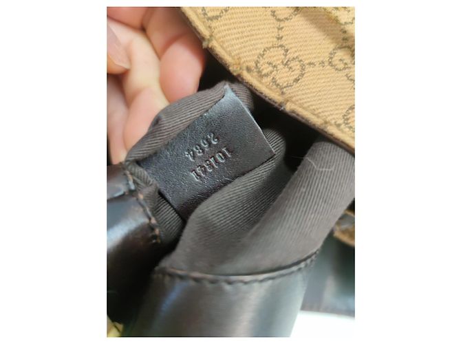 Borsa a spalla Gucci Marrone Pelle e Tela - vista 3