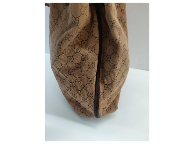Borsa a spalla Gucci Marrone Pelle e Tela - vista 4