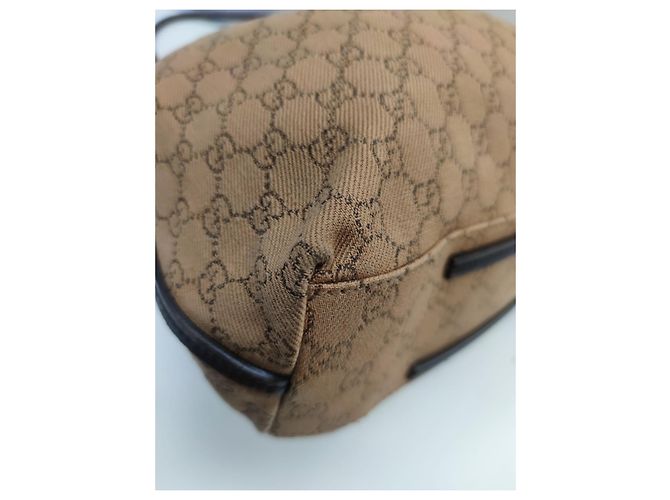 Borsa a spalla Gucci Marrone Pelle e Tela - vista 5