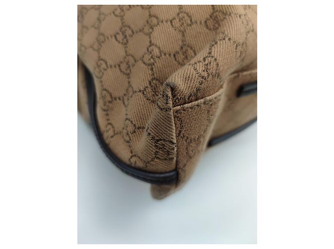 Borsa a spalla Gucci Marrone Pelle e Tela - vista 8