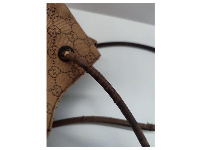Borsa a spalla Gucci Marrone Pelle e Tela - vista 9