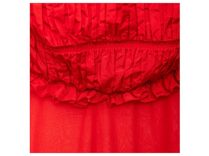 Valentino – Schulterfreies, langes Kleid Rot - Ansicht 4