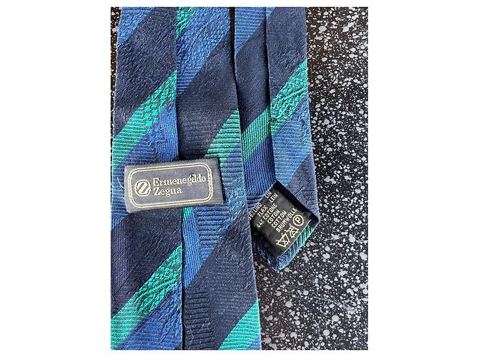 Cravatta Ermenegildo Zegna Blu in Cotone e Lino - vista 2