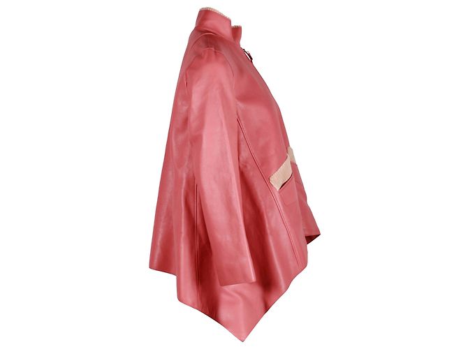 Hermès Hermes Asymmetric Jacket in Pink Leather - view 2