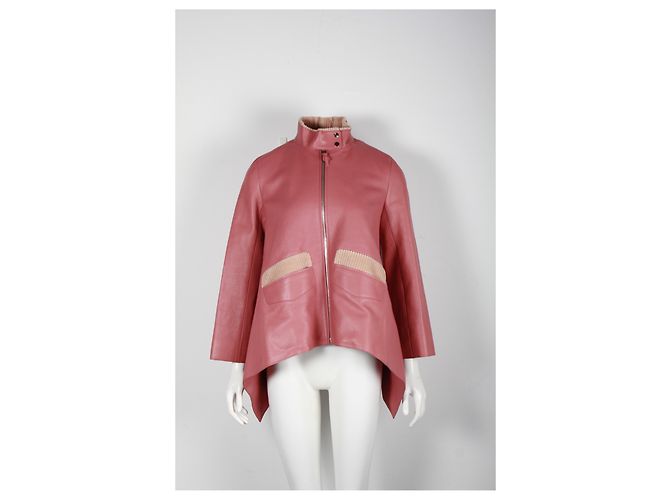 Hermès Hermes Asymmetric Jacket in Pink Leather - view 6