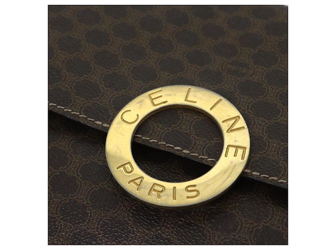 Céline CELINE Borsa a tracolla in tela macadam PVC marrone Auth 72346 - vista 15