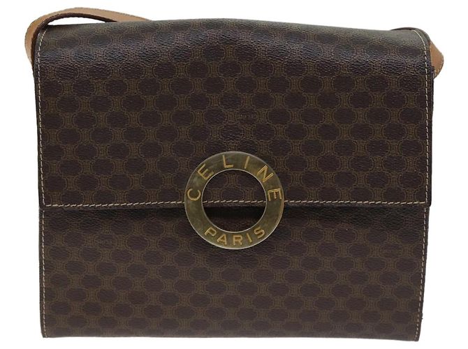 Céline CELINE Borsa a tracolla in tela macadam PVC marrone Auth 72346 - vista 2