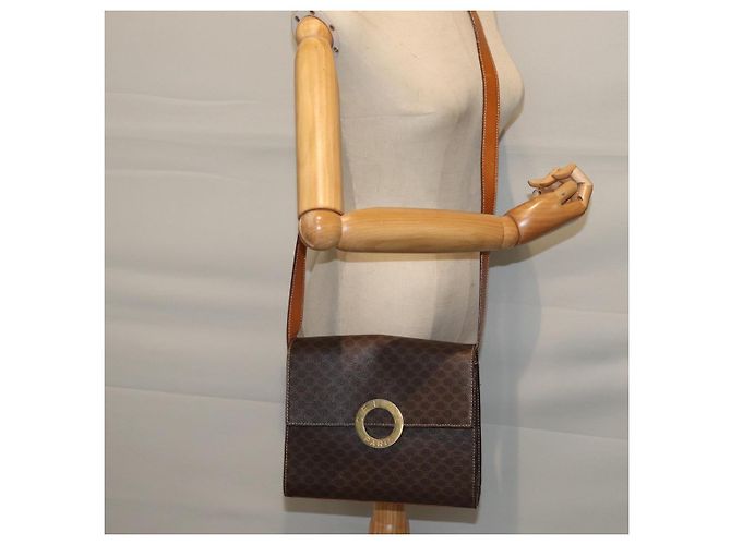 Céline CELINE Borsa a tracolla in tela macadam PVC marrone Auth 72346 - vista 23