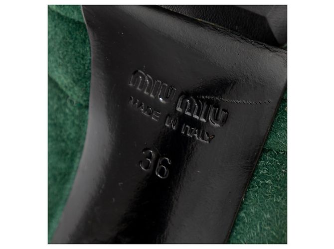 Décolleté open-toe in camoscio Miu Miu Verde - vista 10