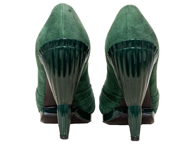 Décolleté open-toe in camoscio Miu Miu Verde - vista 6
