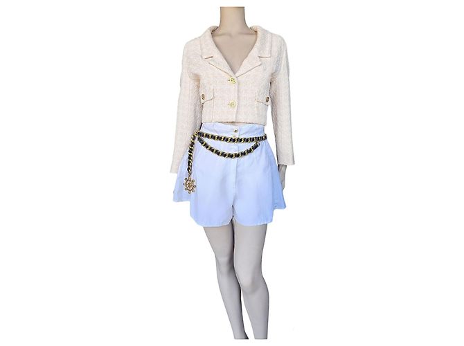 Conjunto da coleção Chanel de 1993 Branco Bege - vista 2