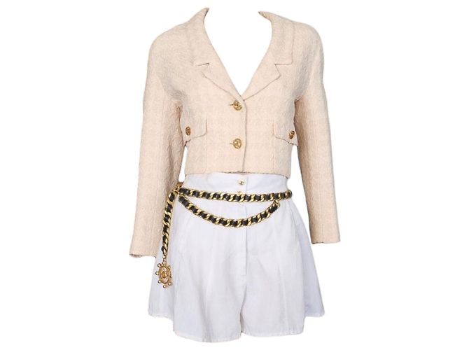 Conjunto da coleção Chanel de 1993 Branco Bege - vista 5