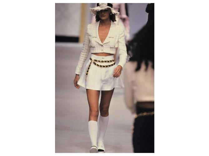 Conjunto da coleção Chanel de 1993 Branco Bege - vista 7