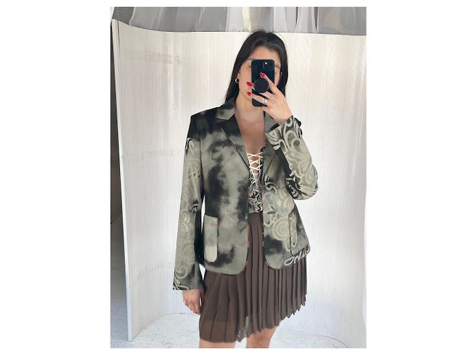 Autre Marque Blazer Citta Estampado Negro y Gris de Algodón - vista 4