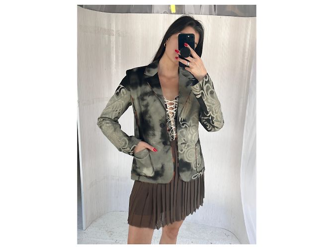 Autre Marque Blazer Citta Estampado Negro y Gris de Algodón - vista 5