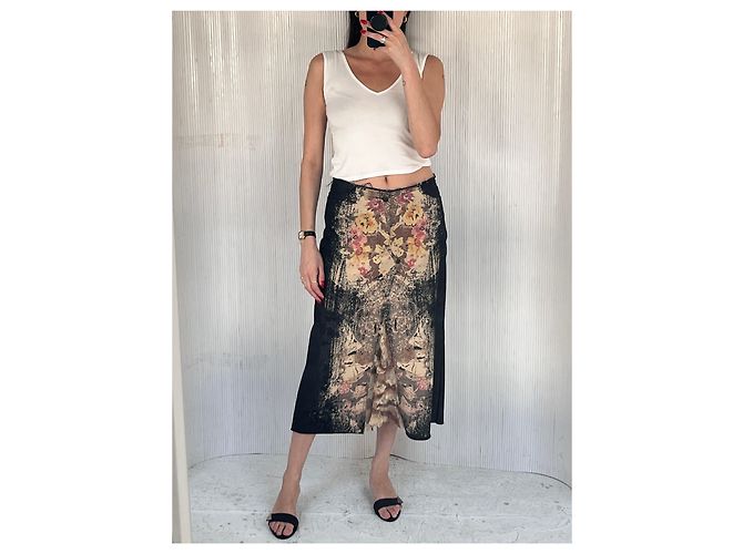 Autre Marque Y2Falda larga K de denim y encaje Negro - vista 2