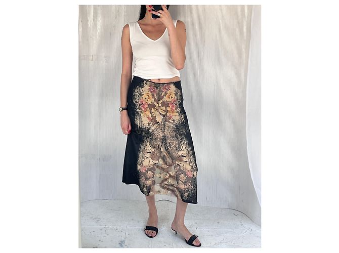 Autre Marque Y2Falda larga K de denim y encaje Negro - vista 3