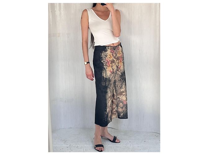 Autre Marque Y2Falda larga K de denim y encaje Negro - vista 4