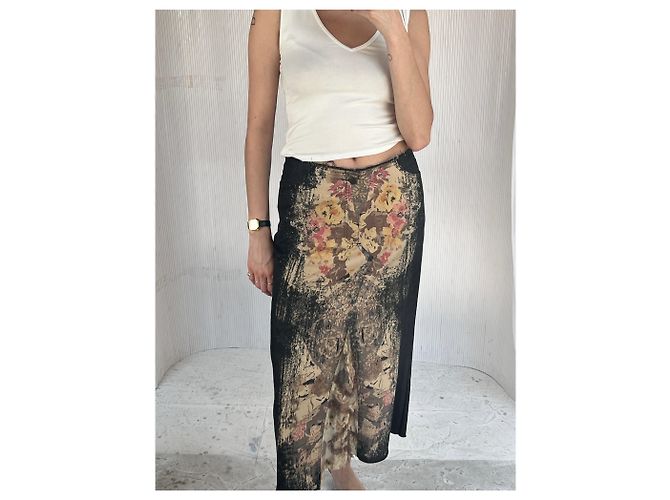 Autre Marque Y2Falda larga K de denim y encaje Negro - vista 5