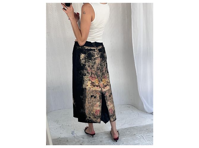 Autre Marque Y2Falda larga K de denim y encaje Negro - vista 6