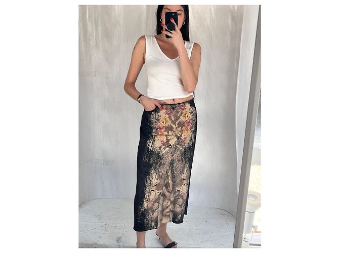 Autre Marque Y2Falda larga K de denim y encaje Negro - vista 7
