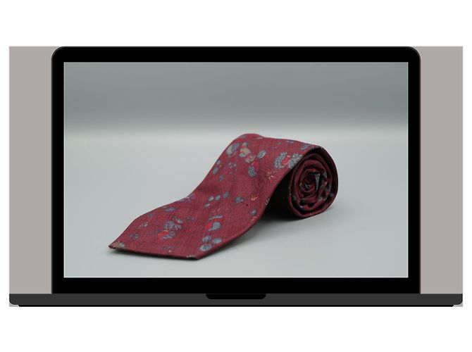 Valentino Garavani Corbata granate con diseños de pájaros Roja - vista 3