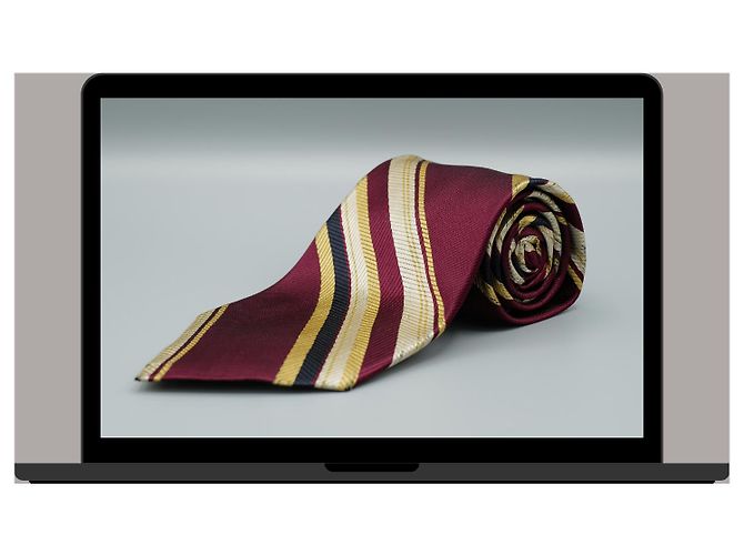 Dior Corbata Granate e Rayas Amarelas e Negras Vermelho - vista 3