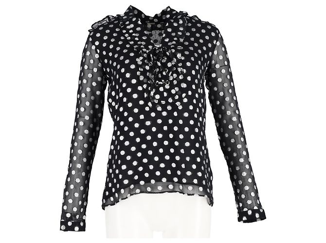 Autre Marque Dodo Bar Or Polka Dot Bluse aus schwarzer Viskose - Ansicht 4