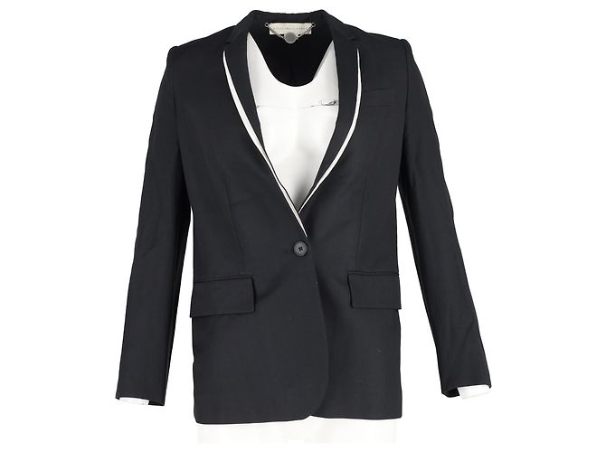 Stella Mc Cartney Blazer Stella McCartney con finiture a contrasto in lana nera - vista 4