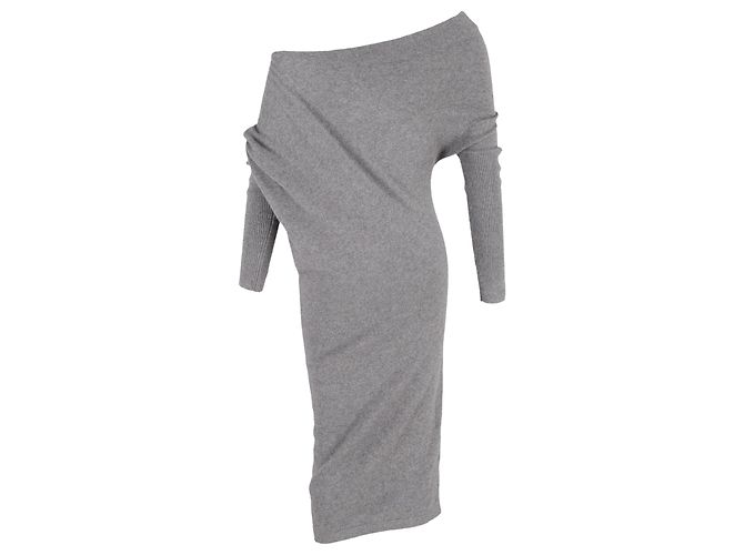 Abito con spalle scoperte Tom Ford in cashmere grigio - vista 3