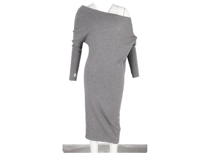 Abito con spalle scoperte Tom Ford in cashmere grigio - vista 4