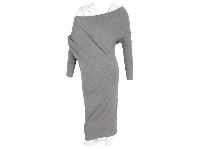 Abito con spalle scoperte Tom Ford in cashmere grigio - vista 6
