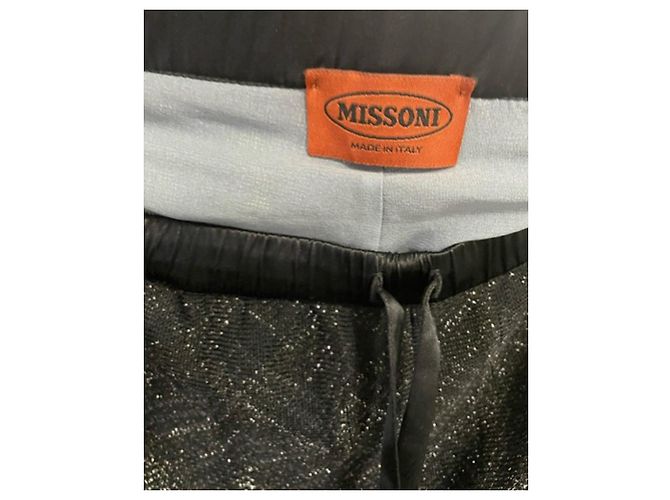 Calça de perna larga estampada Missoni em rayon preto - vista 3