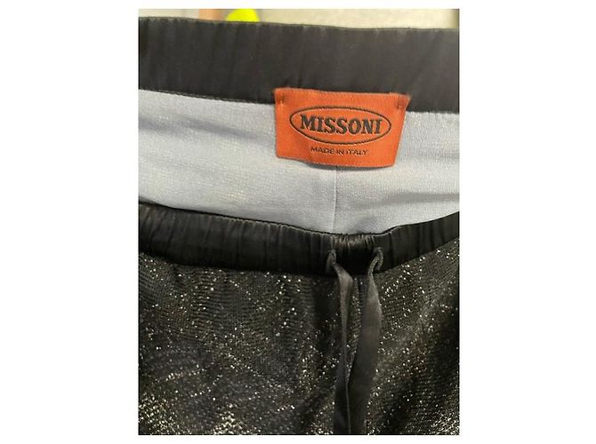 Calça de perna larga estampada Missoni em rayon preto - vista 6