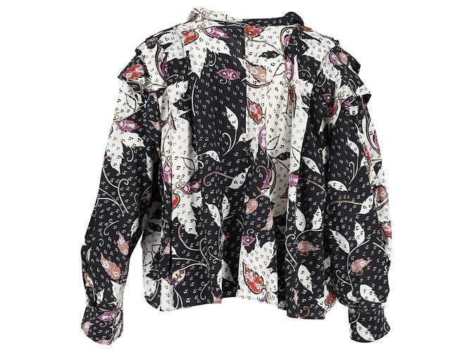 Camicetta Ricky In Crepe De Chine Stampata Con Volant Di Isabel Marant In Seta Multicolor Stampa python - vista 3